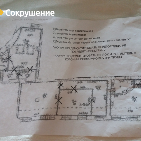 Демонтаж перегородок из газобетона