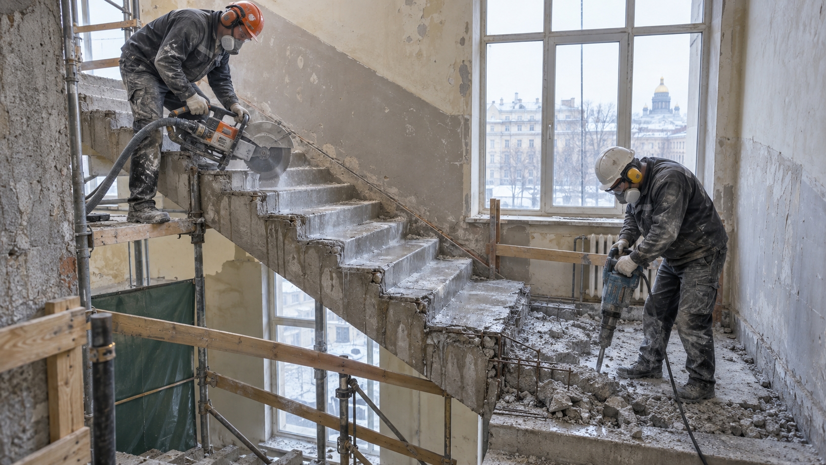 Демонтаж лестницы